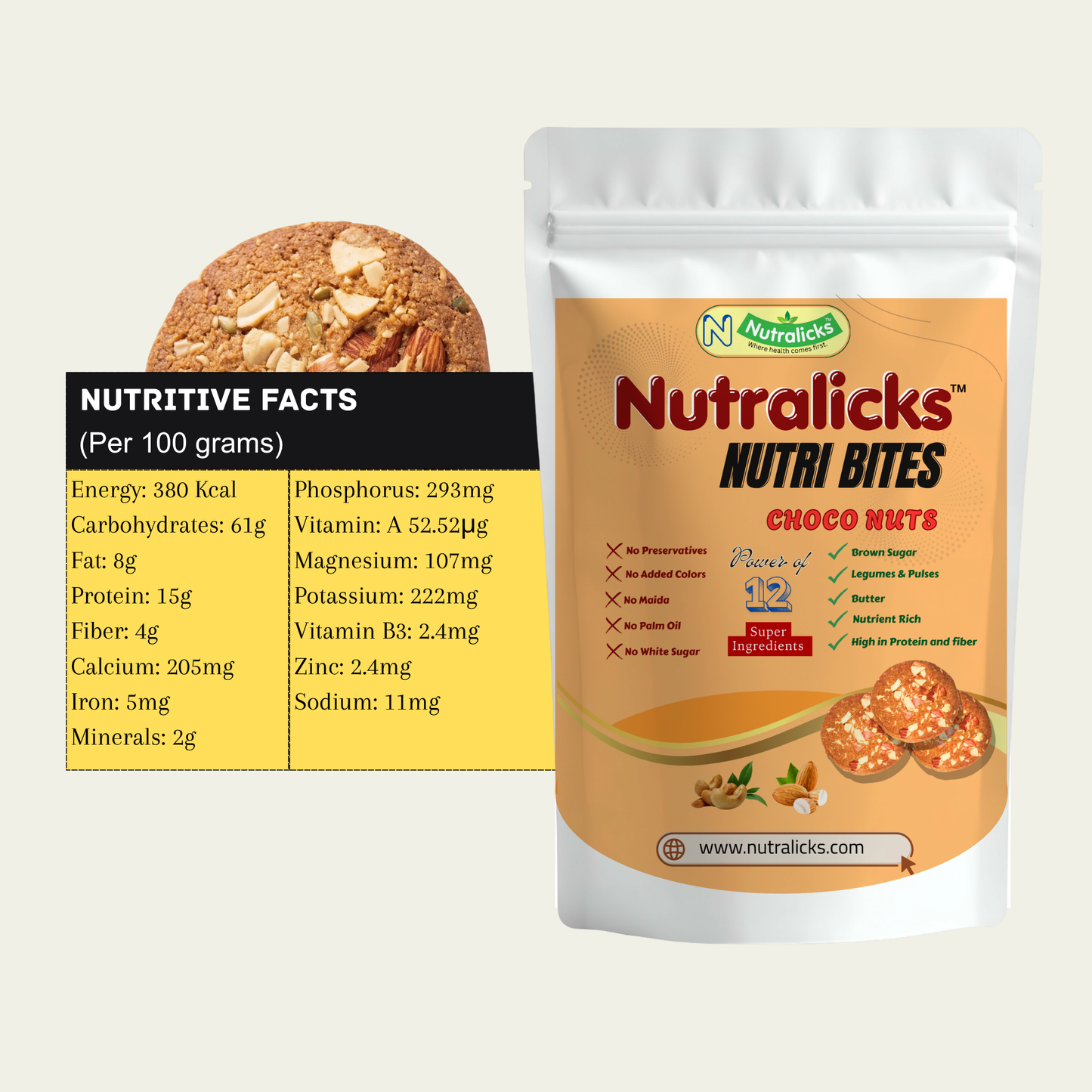 Nutralicks Nutribites Choco Nuts Biscuits
