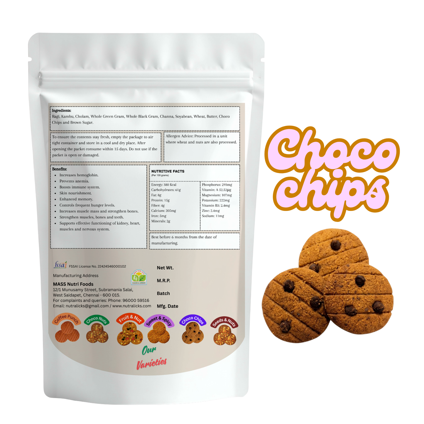Nutralicks Nutribites Choco Chips Biscuits