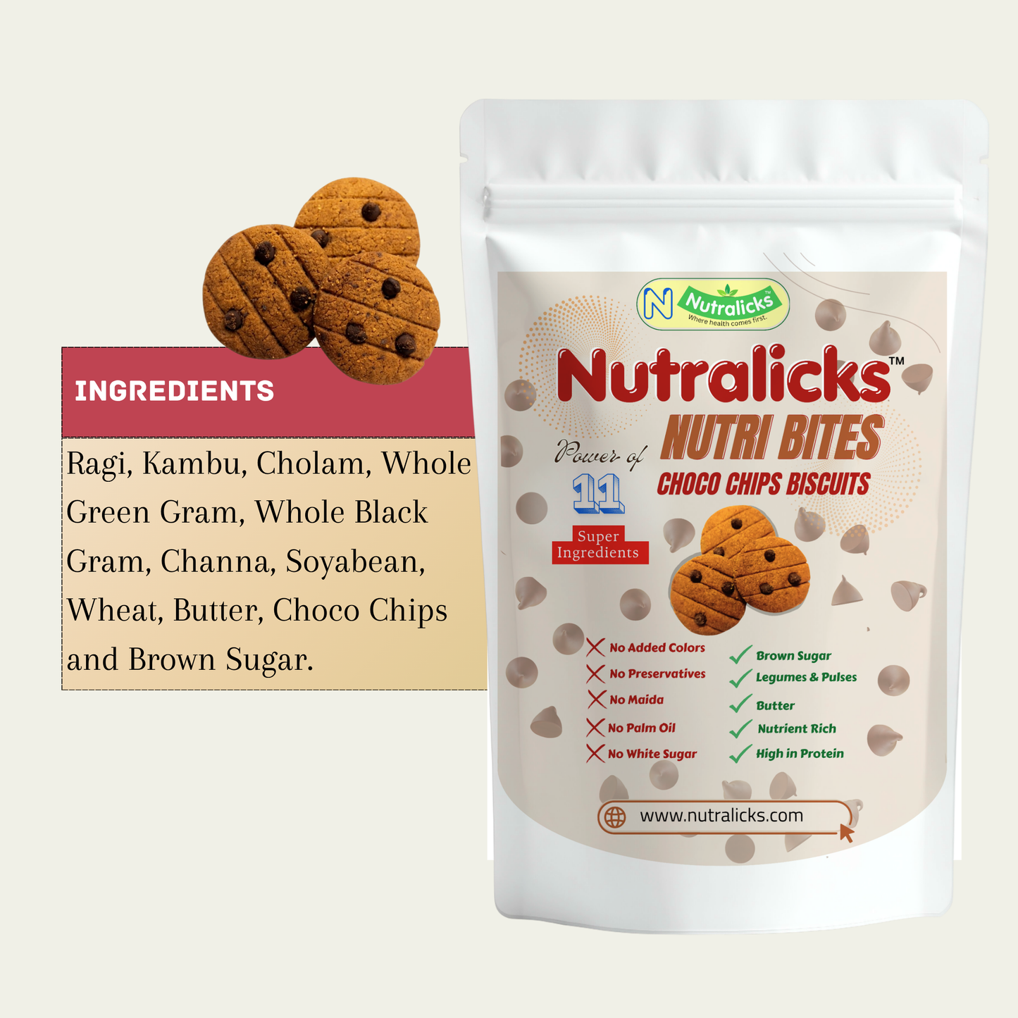 Nutralicks Nutribites Choco Chips Biscuits