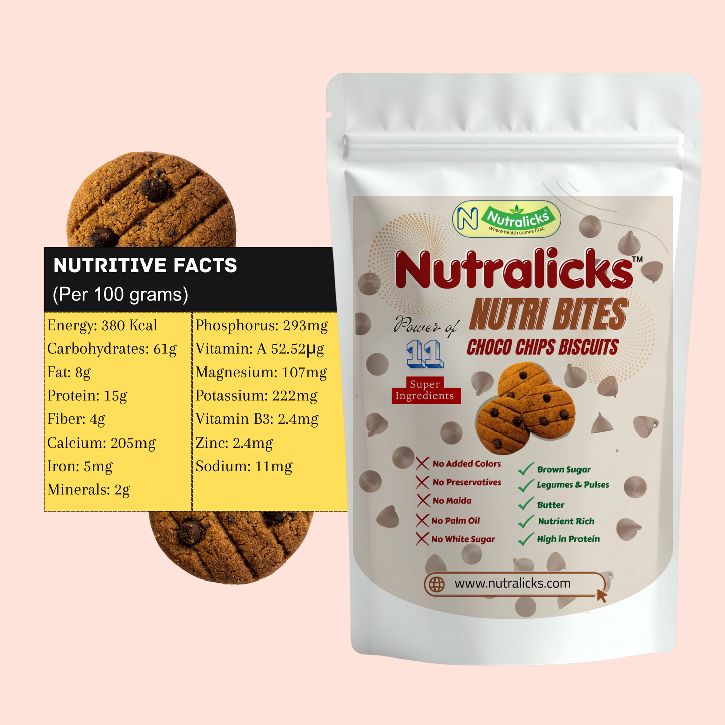 Nutralicks Nutribites Choco Chips Biscuits